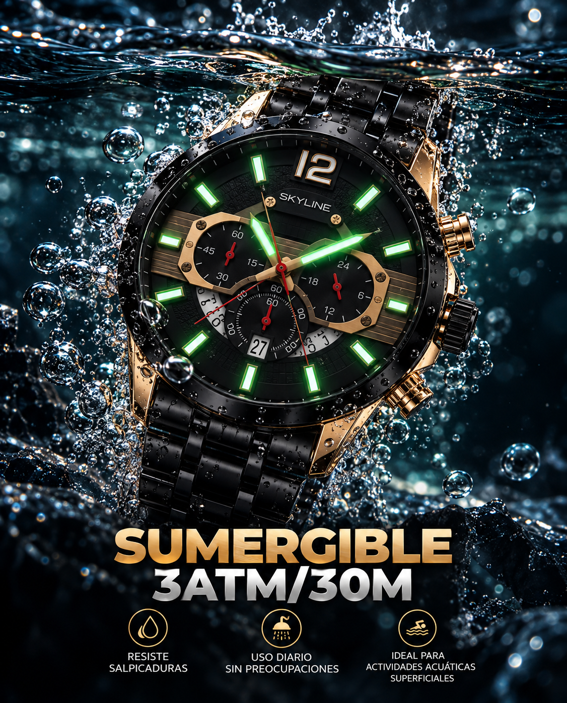 44 mm de actitud -Sumergible 3ATM/30M