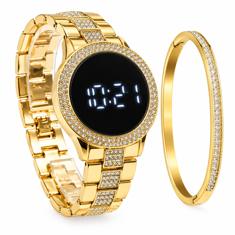 Reloj Digital Montre 360™ + Pulsera | Acero Inoxidable con Pedrería
