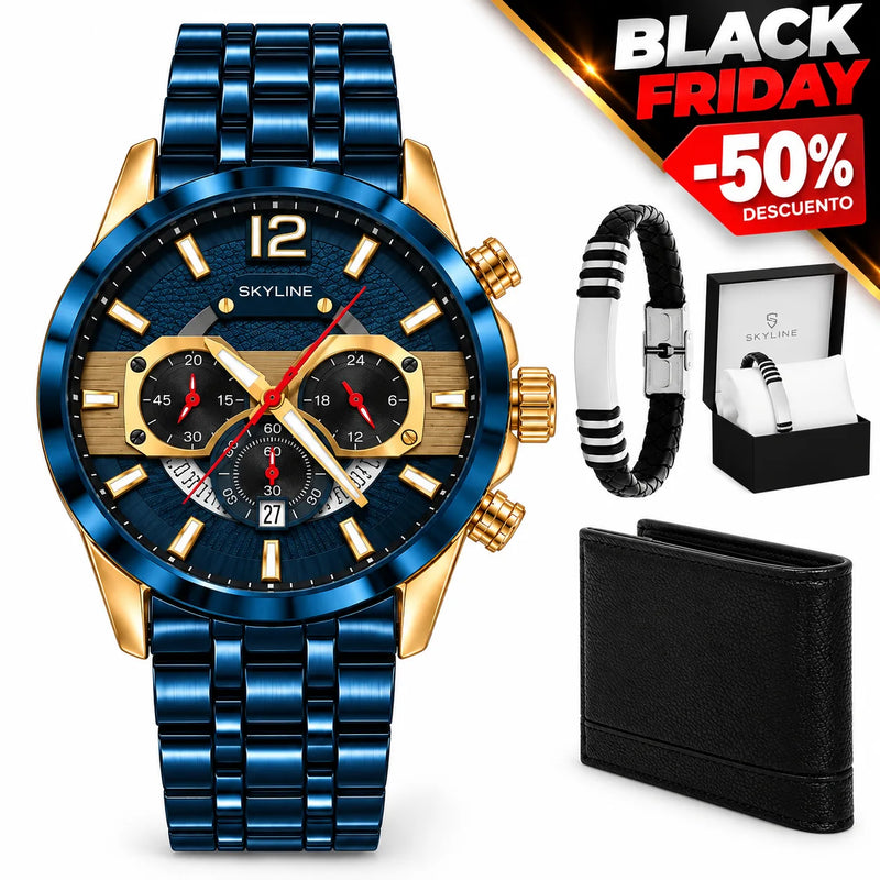 Reloj Cronógrafo Montre 360 -Acero Inoxidable más pulsera y billetera de obsequio
