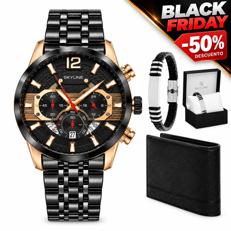 Reloj Cronógrafo Montre 360 -Acero Inoxidable más pulsera y billetera de obsequio